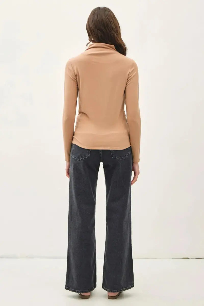 Trendsi Be Cool Mock Neck Long Sleeve T-Shirt for Women