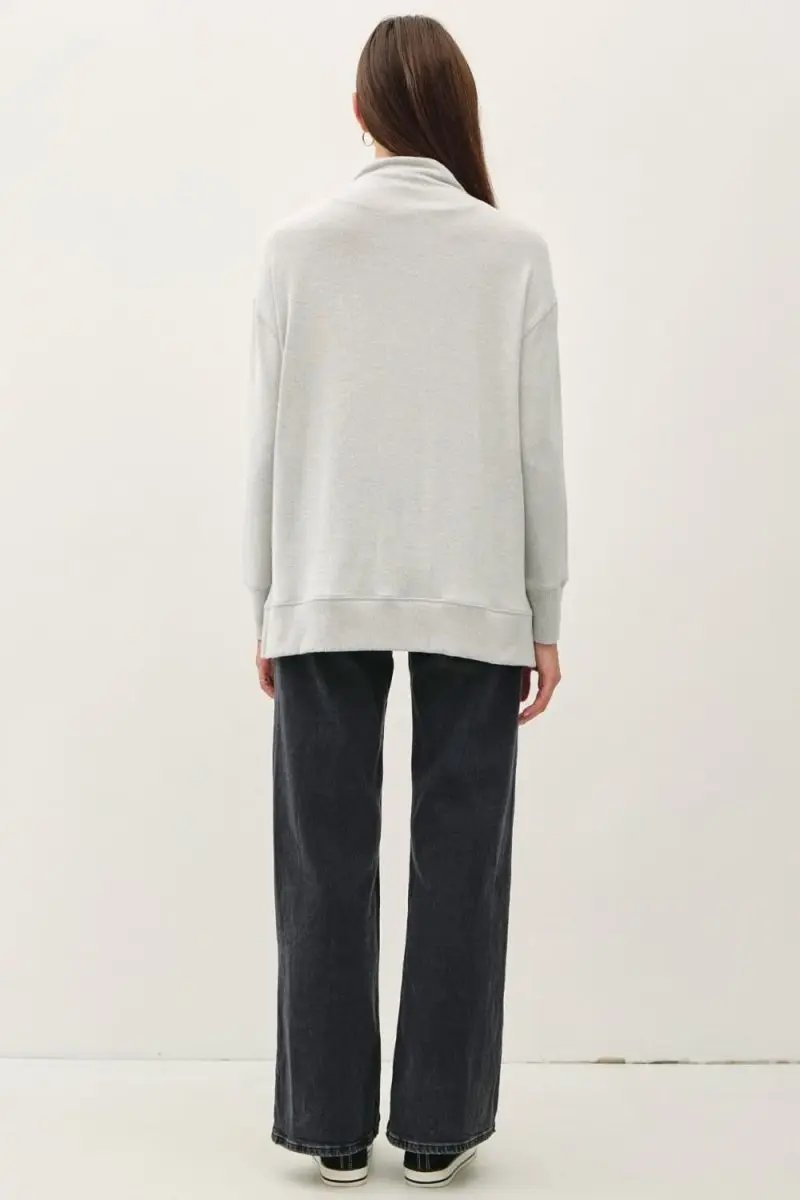 Trendsi Be Cool Side Slit Mock Neck Long Sleeve Tunic Top