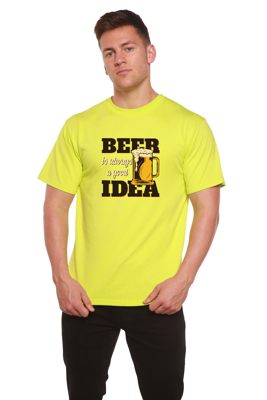 Beer Idea Men's Bamboo Viscose/Organic Cotton Short Sleeve Graphic T-Shirt
