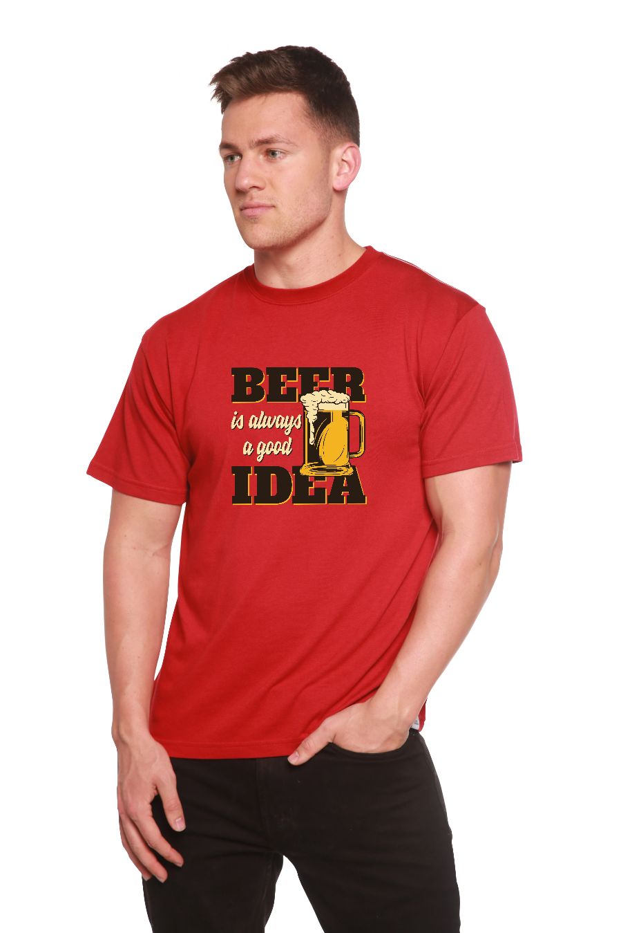 Beer Idea Men's Bamboo Viscose/Organic Cotton Short Sleeve Graphic T-Shirt
