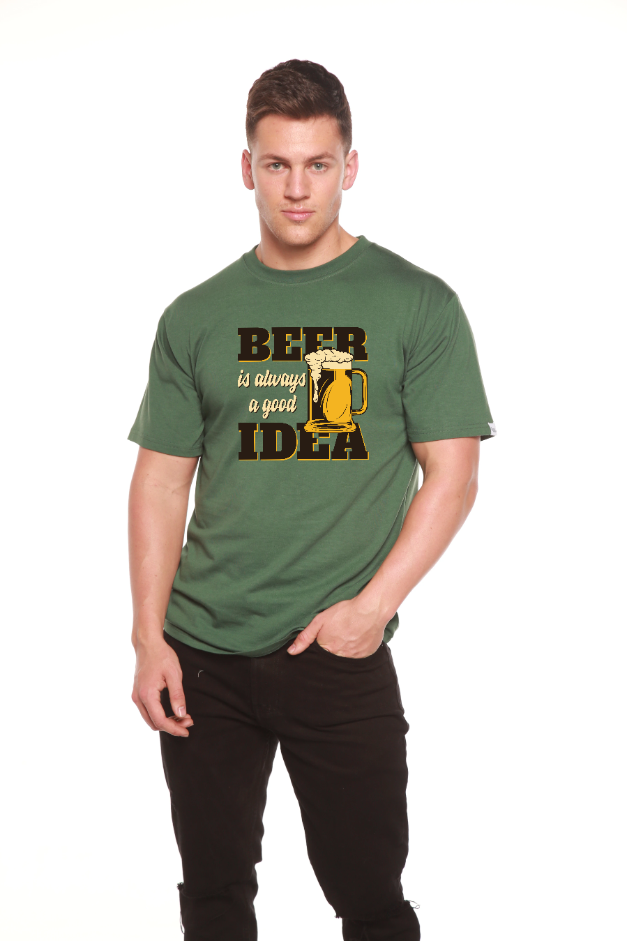 Beer Idea Men's Bamboo Viscose/Organic Cotton Short Sleeve Graphic T-Shirt