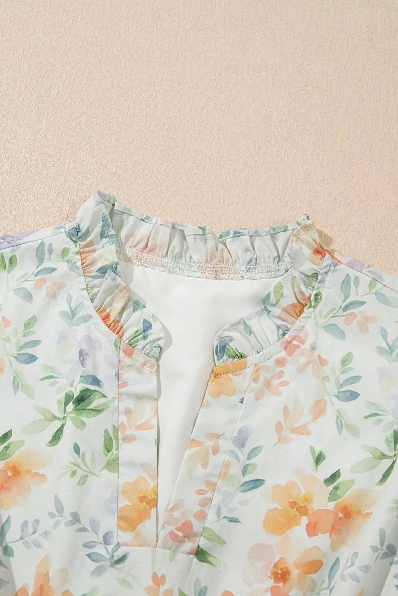 Love Salve  Beige Floral Print Shirred High Waist Puff