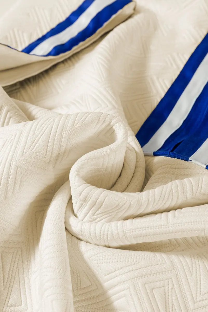 Love Salve Beige Striped Trim Top Women's Preppy Quarter Zip Short Sleeve - Summer Style