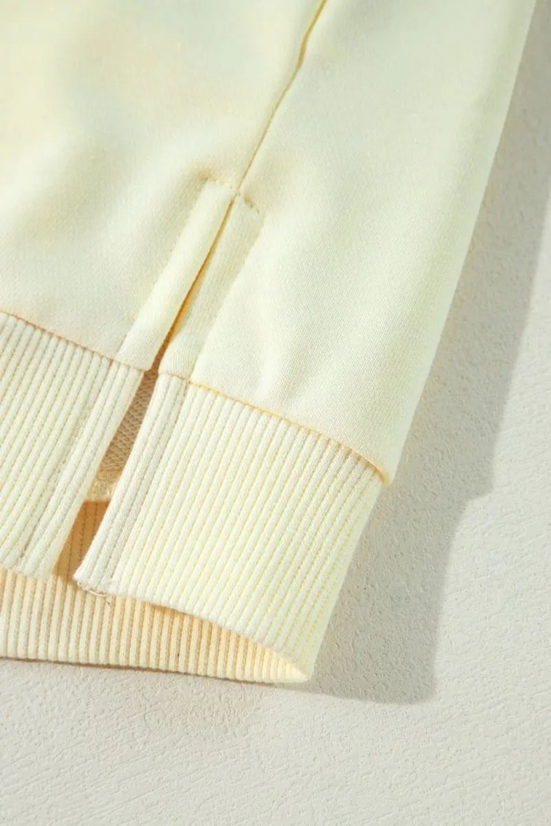 Love Salve Beige Floral Sweatshirt Women's Daily Wear Pullover Top - Dropped Sleeve, Embroidery