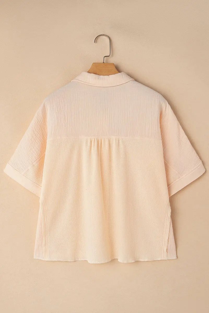 Women's Top - Batwing Sleeve Waffle Knit - Casual Summer Shirt