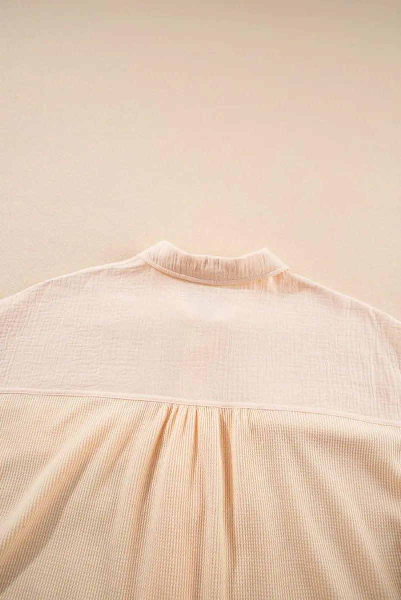 Women's Top - Batwing Sleeve Waffle Knit - Casual Summer Shirt