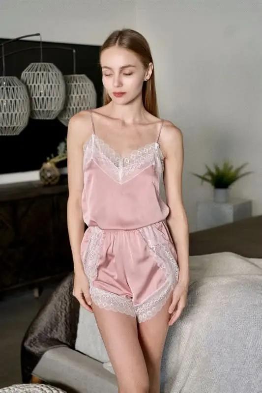 Women's PJ Set - Silky Soft Satin - Sleeveless Pink