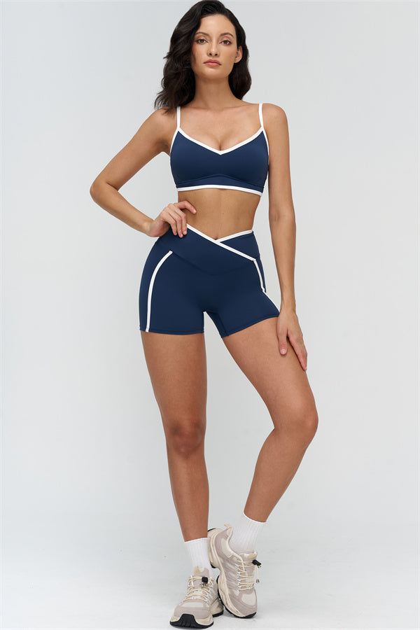 The Crave Contrast Sports Bra Shorts 2-Piece Set