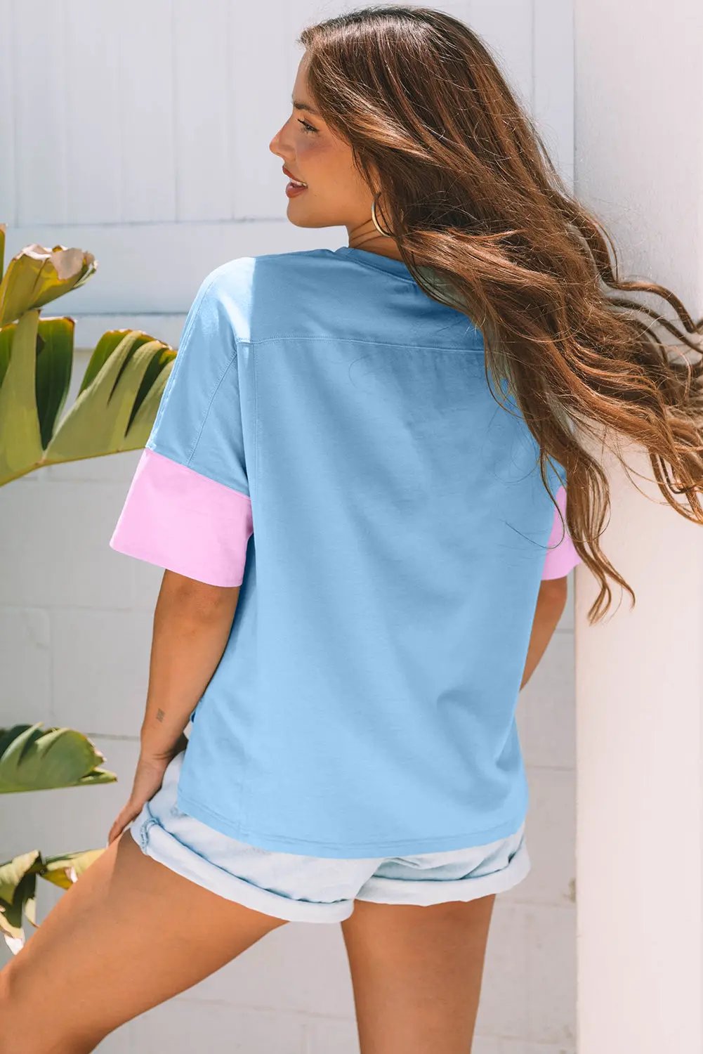 T-Shirt - Denim Star Print - Oversized Casual