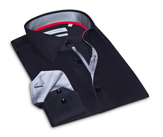 Richard Button-Up Shirt With Contrast Details // Black // Contemporary Fit (Regular)