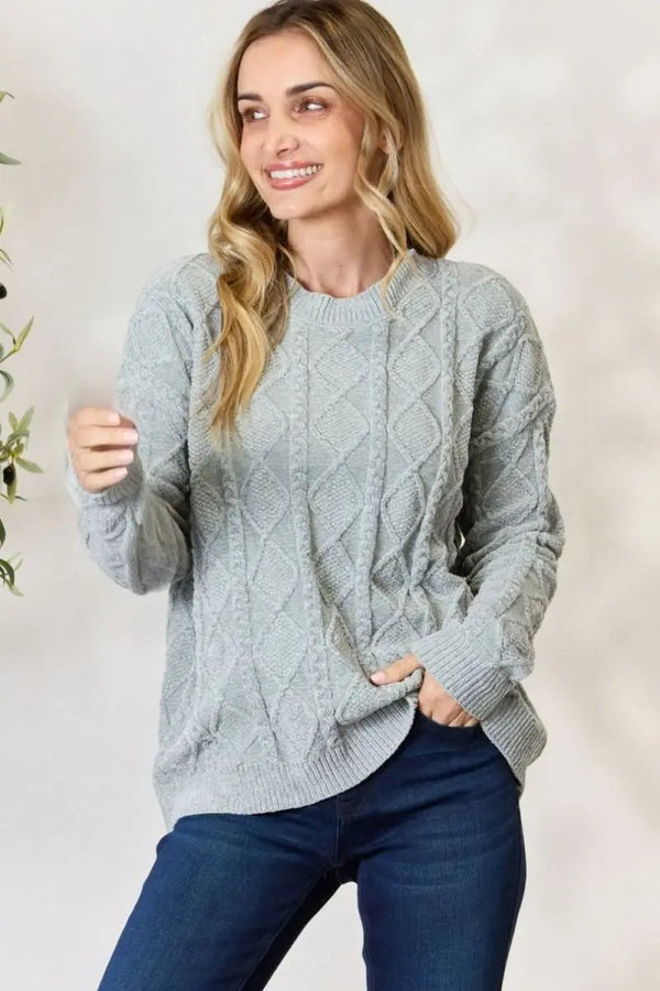 Trendsi Cable Knit Sweater Women's Fall Fashion Pullover Soft & Cozy