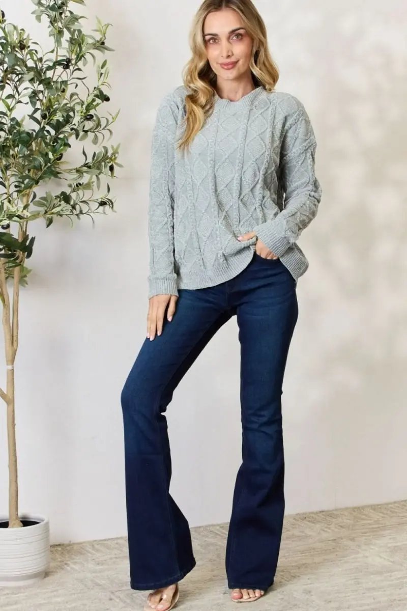 Trendsi Cable Knit Sweater Women's Fall Fashion Pullover Soft & Cozy