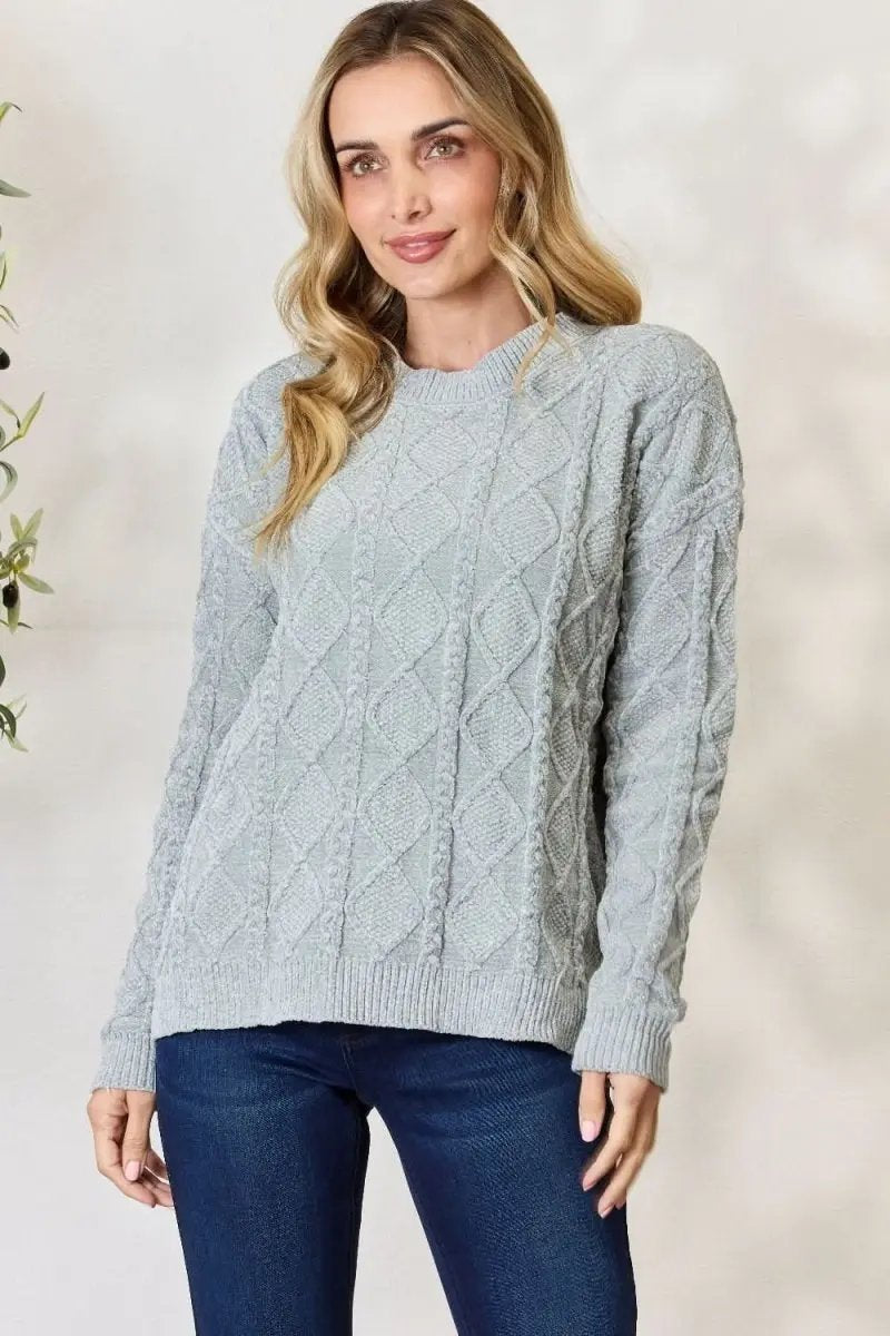 Trendsi Cable Knit Sweater Women's Fall Fashion Pullover Soft & Cozy