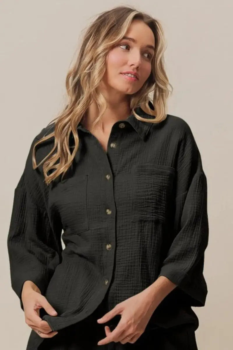 Women's Crinkle Gauze Set - Lightweight, Relaxed Fit - Two-Piece Loungewear