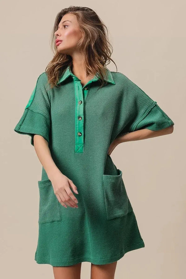 Trendsi Dip Dye Knit Dress Women's Casual Mineral Wash Comfy Dress