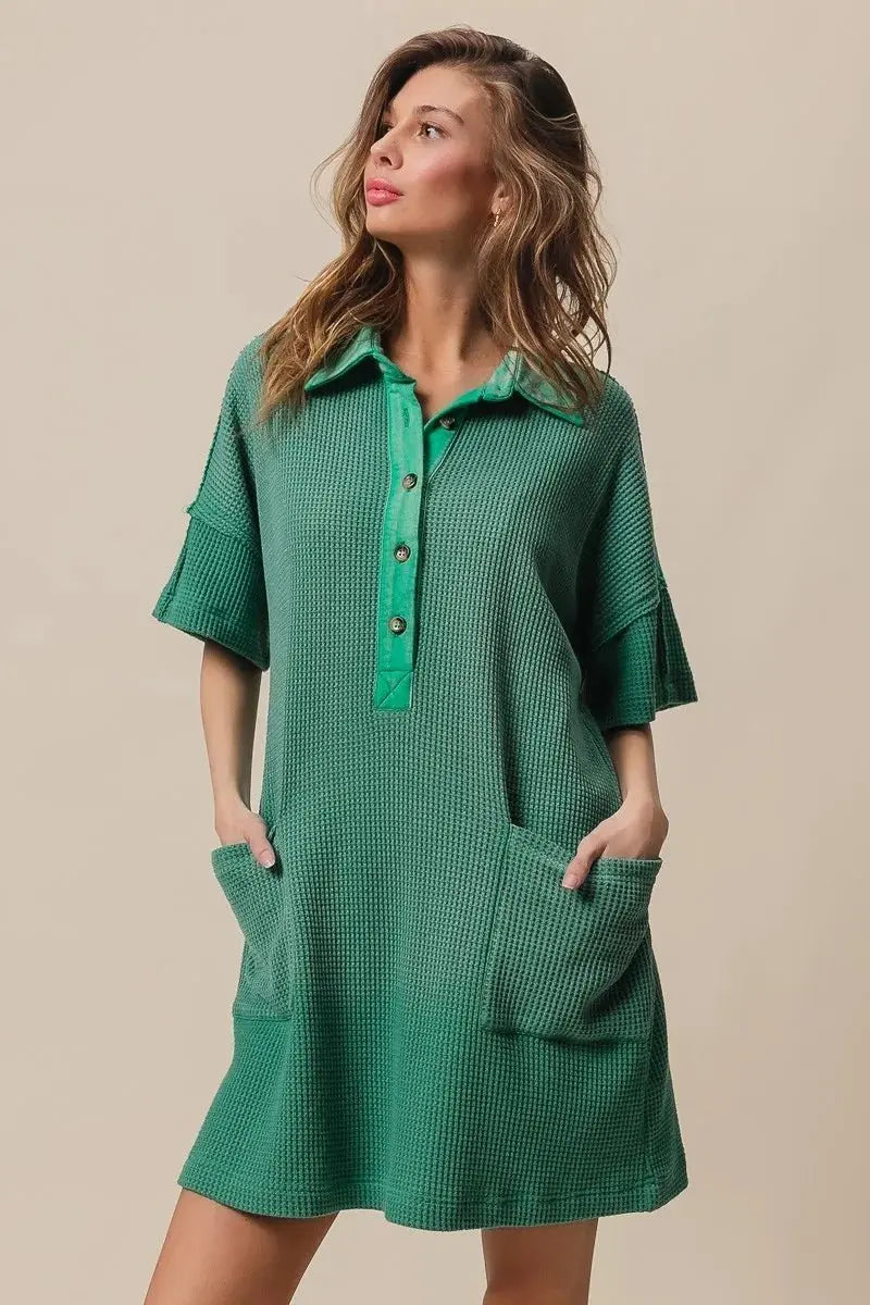 Trendsi Dip Dye Knit Dress Women's Casual Mineral Wash Comfy Dress