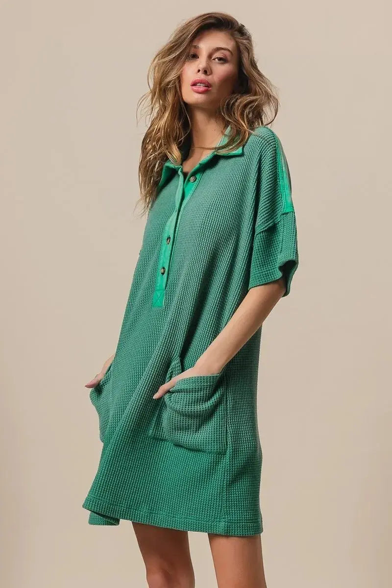 Trendsi Dip Dye Knit Dress Women's Casual Mineral Wash Comfy Dress