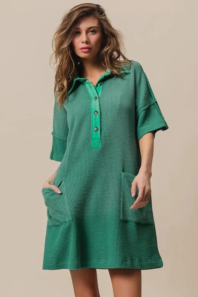 Trendsi Dip Dye Knit Dress Women's Casual Mineral Wash Comfy Dress