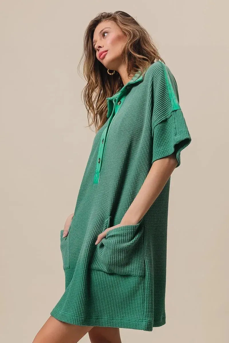 Trendsi Dip Dye Knit Dress Women's Casual Mineral Wash Comfy Dress