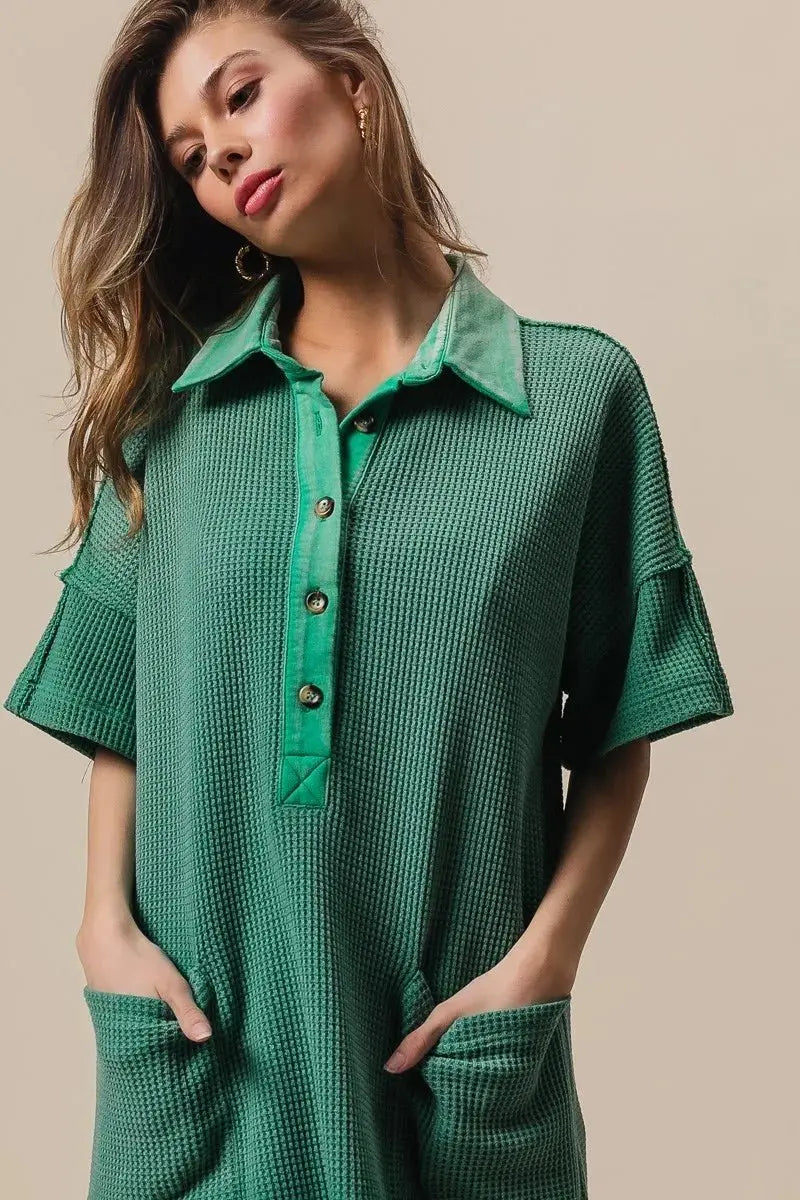 Trendsi Dip Dye Knit Dress Women's Casual Mineral Wash Comfy Dress