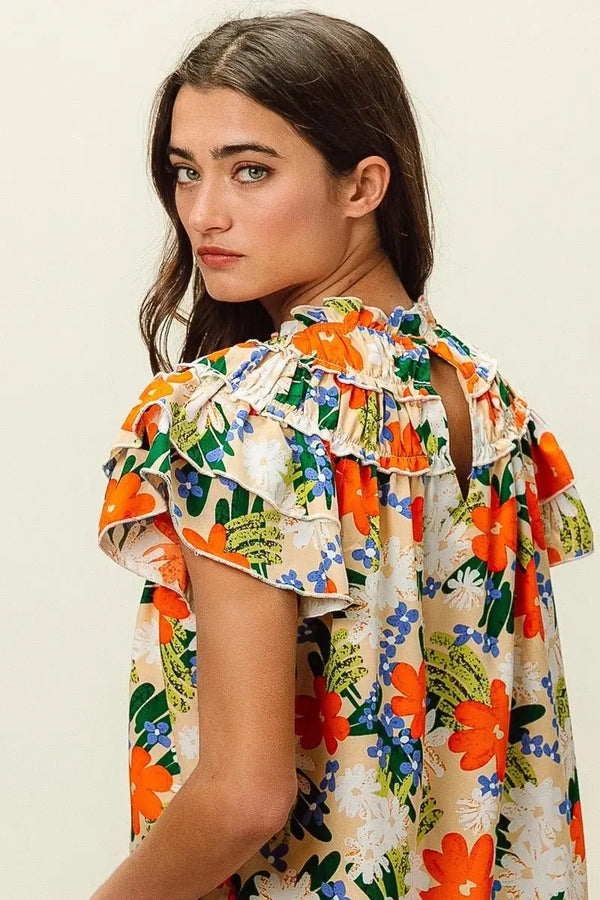 Trendsi Floral Print Top Women's Casual Woven Shirt - USA Shipped!