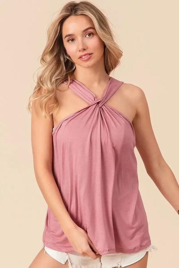 Trendsi BiBi Rayon Halter Top Women's Casual Tank - Soft & Stretchy
