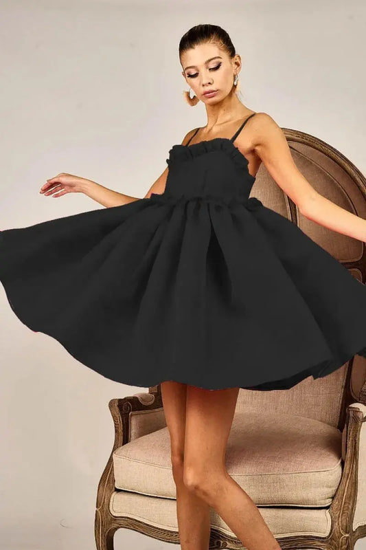 Dress - Tulle Ruffled Sweetheart Sleeveless - Party Mini