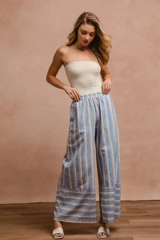 Trendsi Striped Wide Leg Pants Women's Casual with Pockets Comfortable Pants