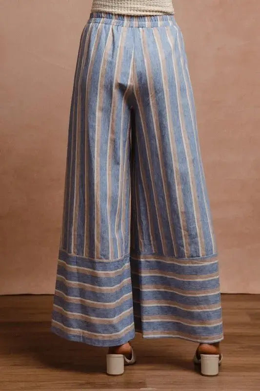 Trendsi Striped Wide Leg Pants Women's Casual with Pockets Comfortable Pants
