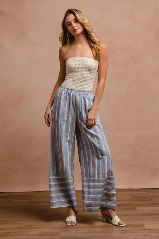 Trendsi Striped Wide Leg Pants Women's Casual with Pockets Comfortable Pants