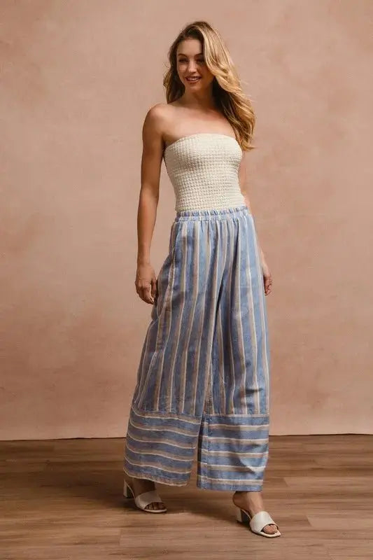 Trendsi Striped Wide Leg Pants Women's Casual with Pockets Comfortable Pants