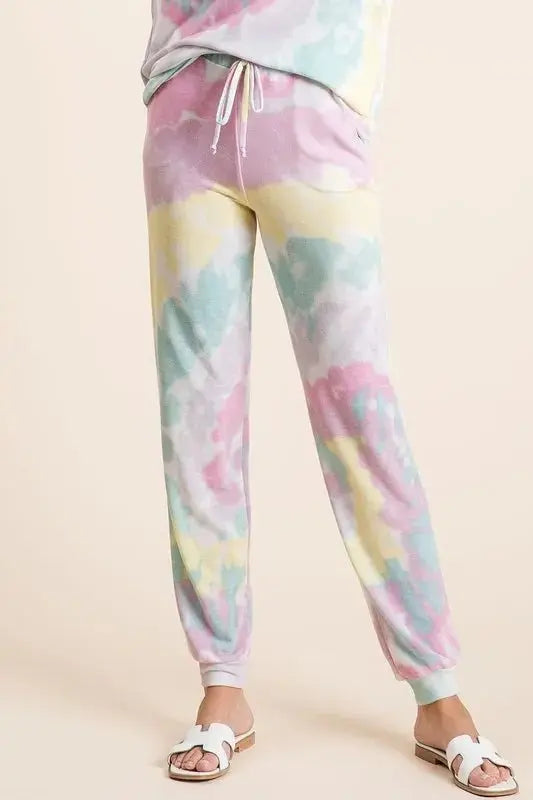 Trendsi Tie Dye Terry Pants Women's Casual Lounge Comfy Joggers
