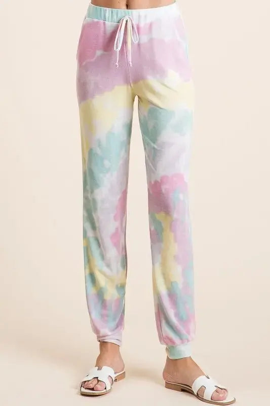 Trendsi Tie Dye Terry Pants Women's Casual Lounge Comfy Joggers