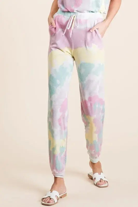 Trendsi Tie Dye Terry Pants Women's Casual Lounge Comfy Joggers