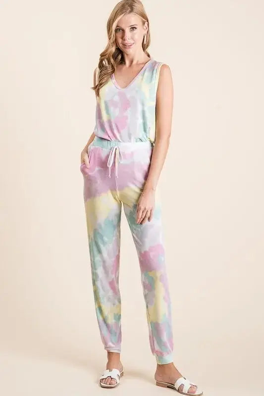 Trendsi Tie Dye Terry Pants Women's Casual Lounge Comfy Joggers