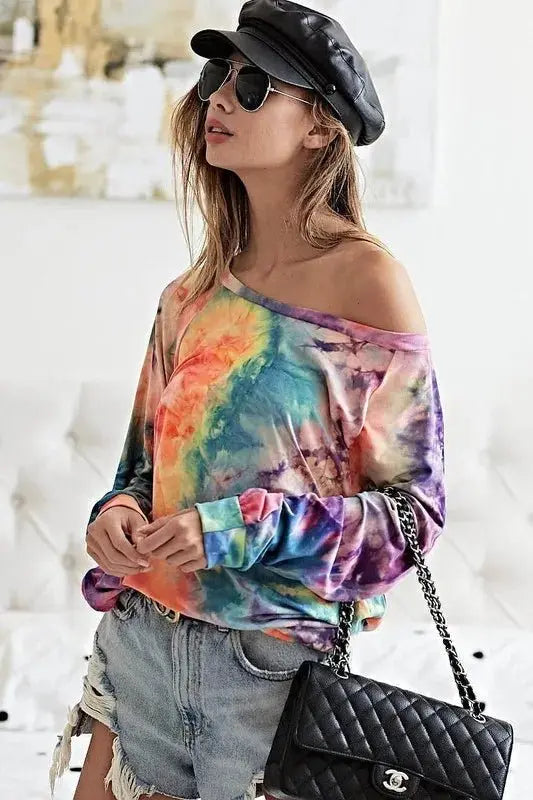 Trendsi Tie Dye Knit Top Women's Casual Tee Soft, Comfy T-Shirt