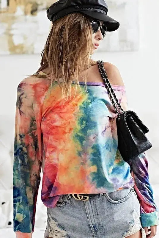 Trendsi Tie Dye Knit Top Women's Casual Tee Soft, Comfy T-Shirt