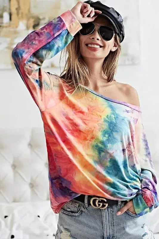 Trendsi Tie Dye Knit Top Women's Casual Tee Soft, Comfy T-Shirt