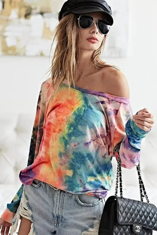 Trendsi Tie Dye Knit Top Women's Casual Tee Soft, Comfy T-Shirt