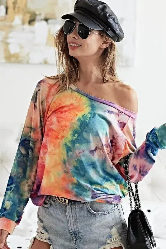 Trendsi Tie Dye Knit Top Women's Casual Tee Soft, Comfy T-Shirt