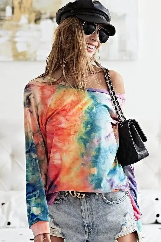 Trendsi Tie Dye Knit Top Women's Casual Tee Soft, Comfy T-Shirt