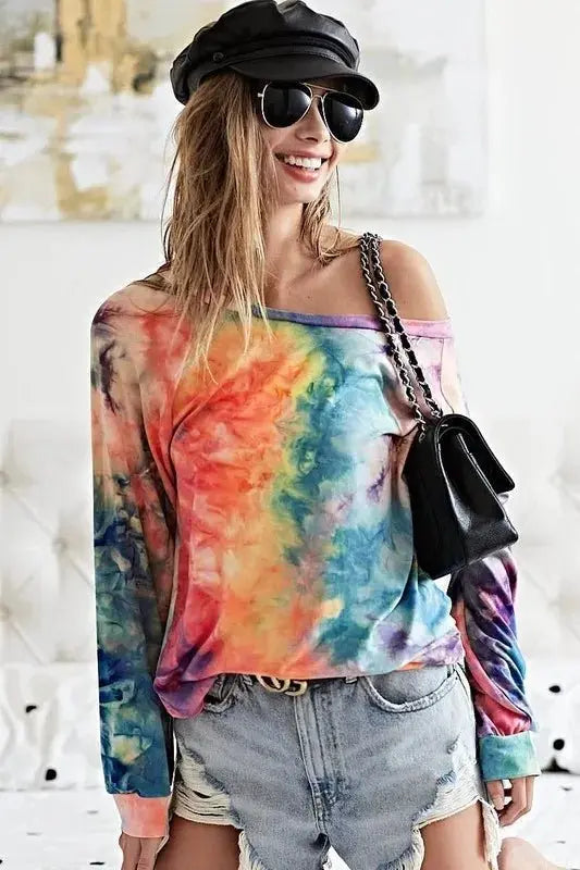 Trendsi Tie Dye Knit Top Women's Casual Tee Soft, Comfy T-Shirt