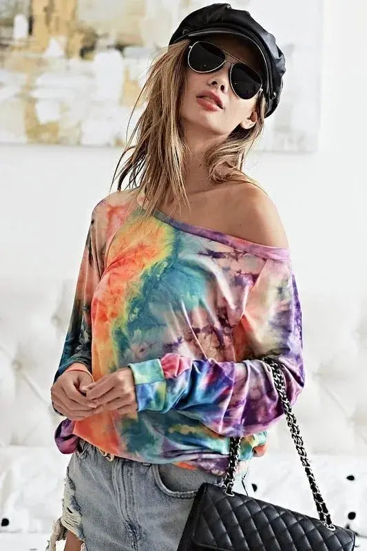 Trendsi Tie Dye Knit Top Women's Casual Tee Soft, Comfy T-Shirt