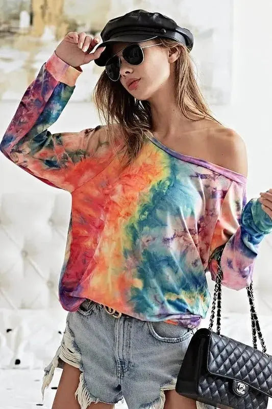 Trendsi Tie Dye Knit Top Women's Casual Tee Soft, Comfy T-Shirt