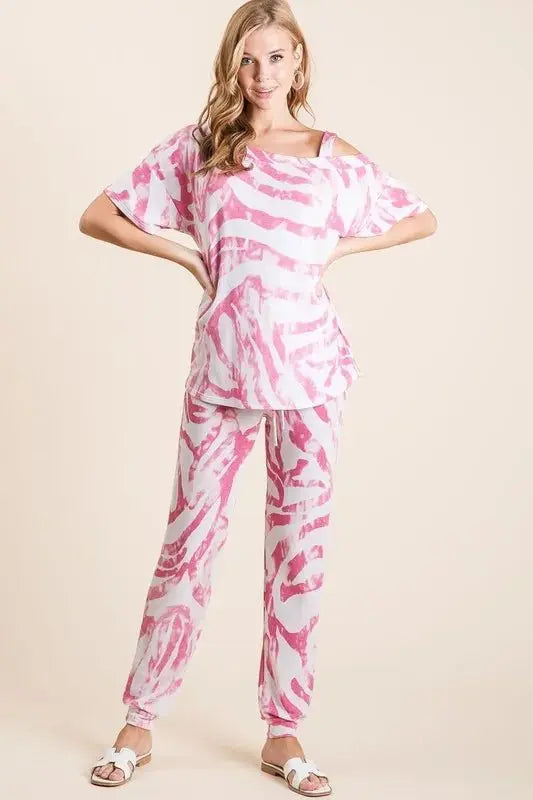 Loungewear Set - Zebra Print French Terry - Comfy & Stylish