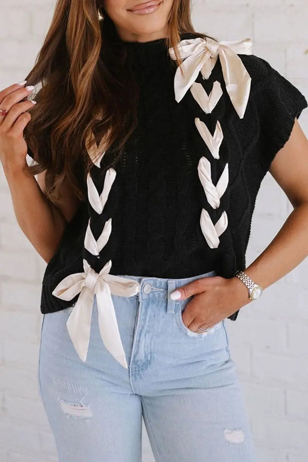 Love Salve Cable Knit Sweater Women's Colorblock Top Chic & Comfortable Fit
