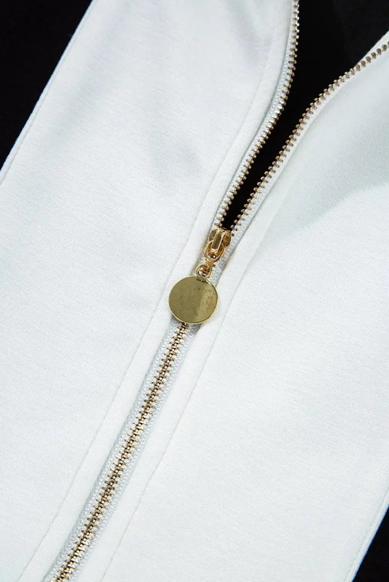 Love Salve Black Romper Women's Casual Summer Outfit - Contrast Collar, Zip Front