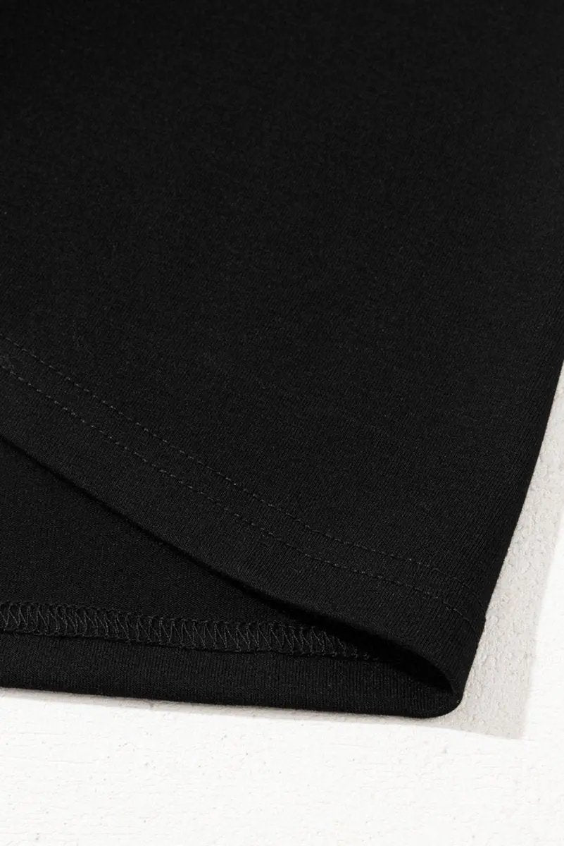 Love Salve Black Crisscross V-Neck Women's Butterfly Sleeve Tee: Chic & Comfy T-Shirt