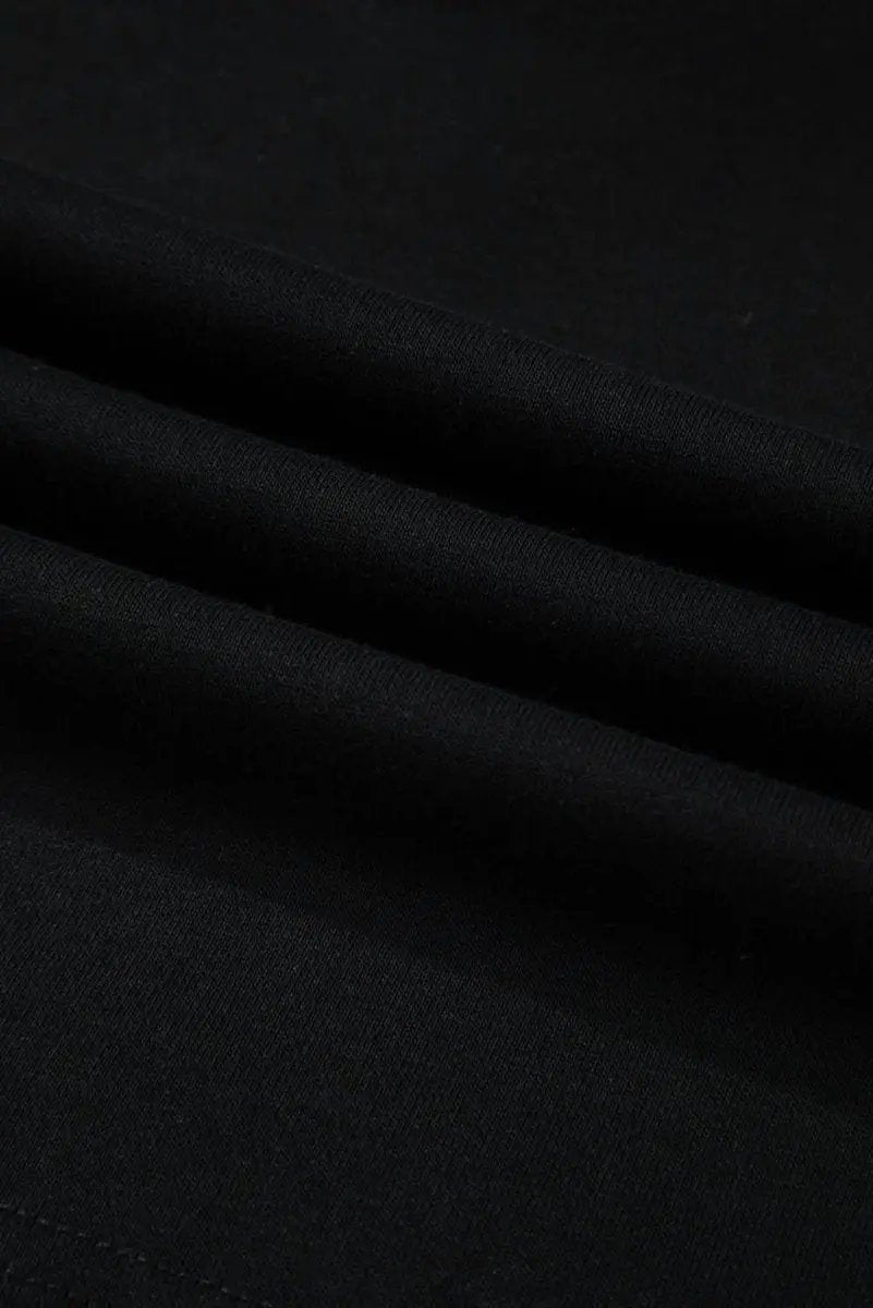 Love Salve Black Cropped Hoodie Women's Daily Casual Drawstring Winter Top