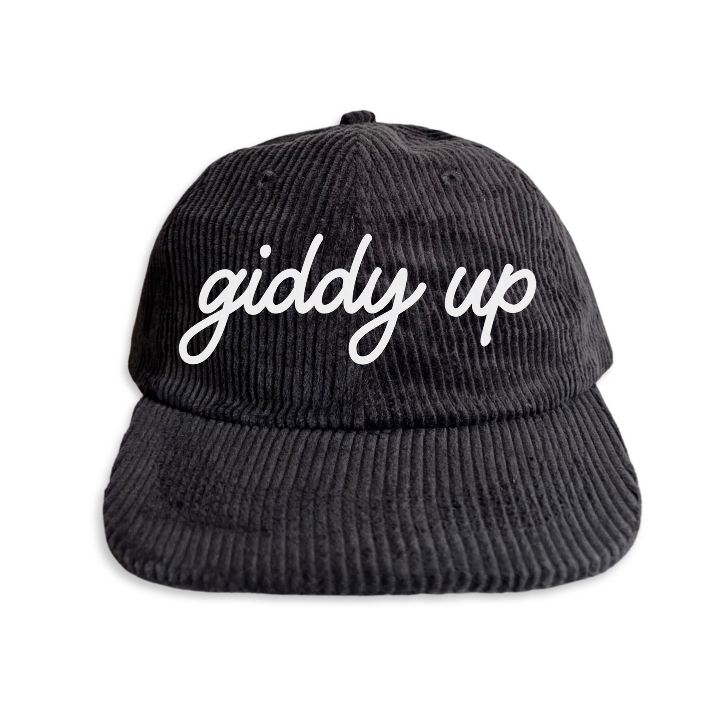 Giddy Up Cursive Corduroy Cap